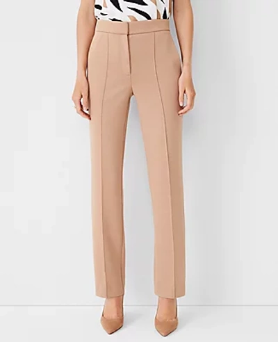 Ann Taylor The High Waist Straight Pant In Double Knit In Natural Camel