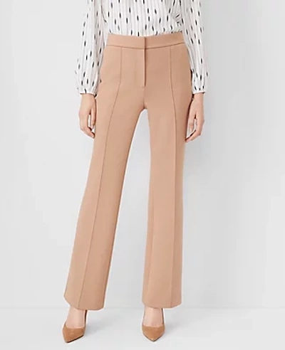Ann Taylor The Pintucked High Waist Trouser Pant In Double Knit In Natural Camel
