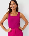 Ann Taylor Ribbed Square Neck Sweater Shell Top In Magenta Sunset