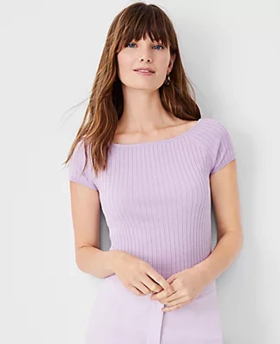 Ann Taylor Cap Sleeve Sweater Tee In Lavender Cloud
