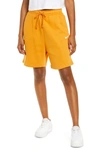Nike Sportswear Essential Fleece Shorts In Light Curry/ White