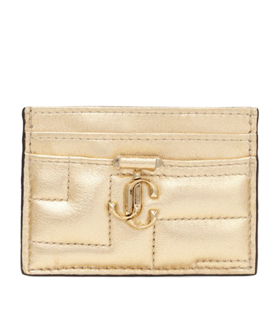 Jimmy Choo Umika Avenue Logo-embellished Leather Card Holder In Gold