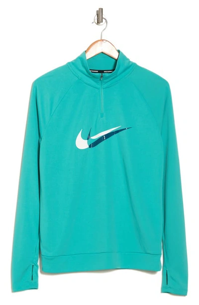 Nike Dri-fit Swoosh Run Midlayer Pullover In Teal/ Marina/ Silver/ White