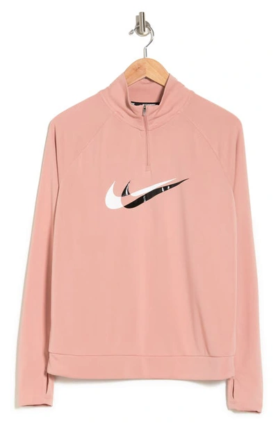 Nike Dri-fit Swoosh Run Midlayer Pullover In Rose/black/silver