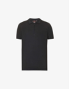 Oscar Jacobson Otto Zip-fastening Cotton-knit Polo Shirt In Black