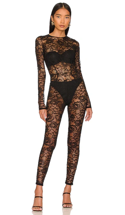 Fleur Du Mal Lace Catsuit In Black