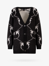 Pinko Intarsia-knit Wool-blend Cardigan In Nero