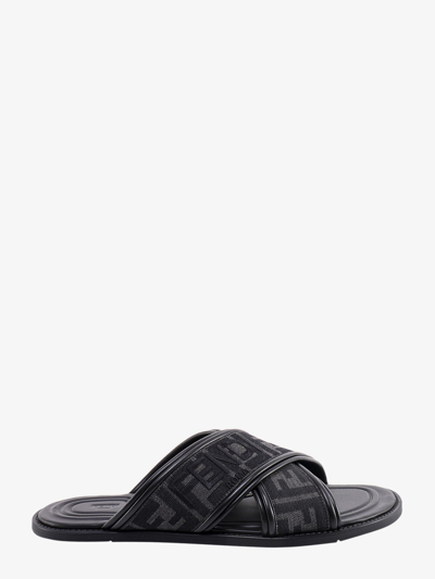 Fendi Fabric Sandals In Black