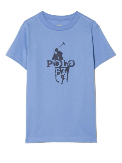Ralph Lauren Kids' Big Pony Logo-print Cotton T-shirt In Blue