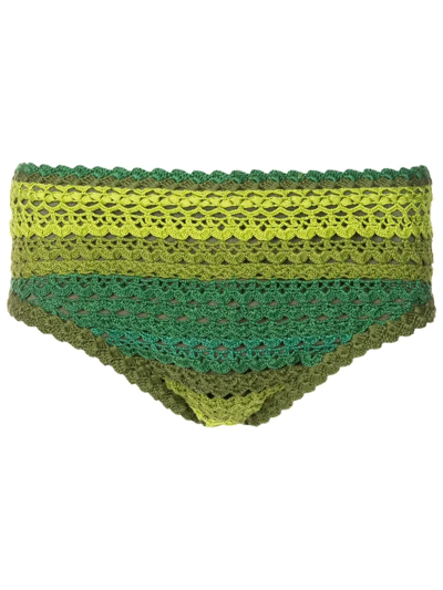 Amir Slama Crochet-knit Swimming Trunks In Green