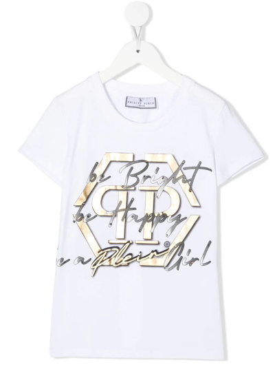 Philipp Plein Junior Kids' Graphic-print Cotton T-shirt In White