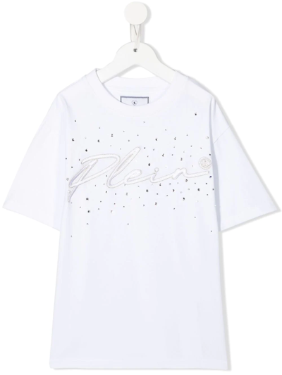Philipp Plein Junior Kids' Embroidered-logo Short-sleeved T-shirt In White