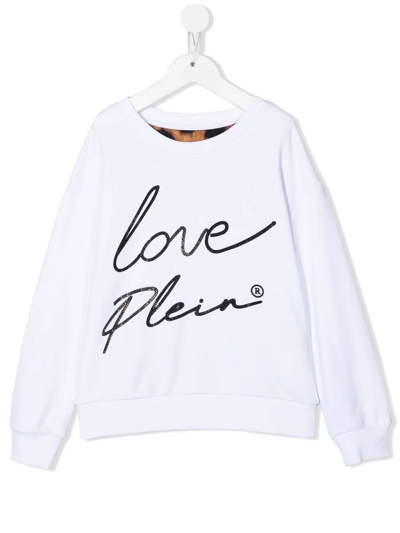 Philipp Plein Junior Logo-print Long-sleeved T-shirt In White