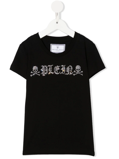 Philipp Plein Junior Kids' Gem-logo Short-sleeved T-shirt In Black
