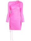 Balenciaga Stretch Nylon Mini Dress Drawstring In Rosa