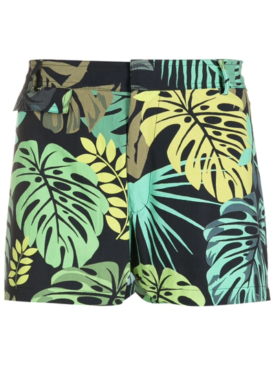 Amir Slama Leaf-print Swim Shorts In Green