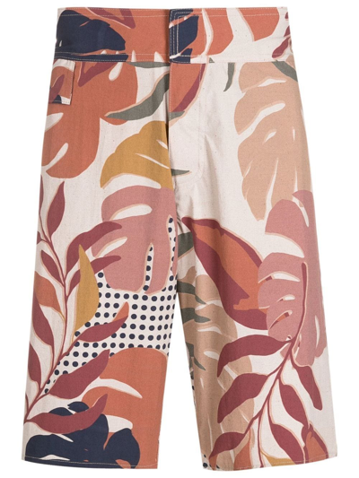 Amir Slama Leaf-print Swim Shorts In Brown