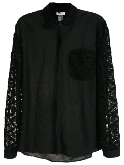 Amir Slama Crochet-detail Long-sleeved Shirt In Black
