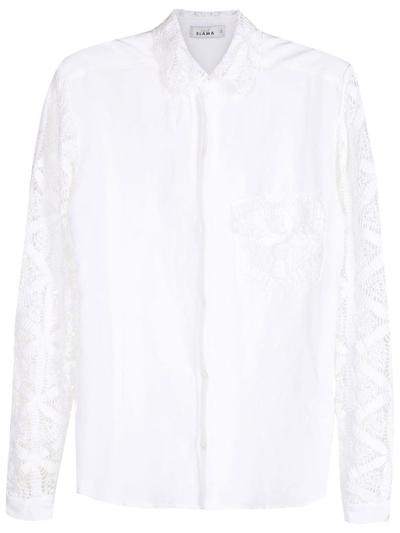 Amir Slama Crochet-detail Long-sleeved Shirt In White