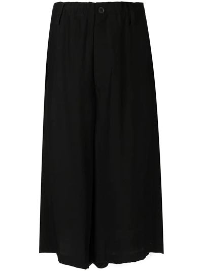 Yohji Yamamoto O-side Plush Drop-crotch Silk Trousers In Black