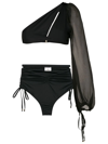 AMIR SLAMA ONE-SHOULDER LONG-SLEEVE BIKINI SET