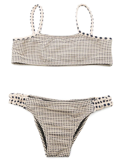 Amir Slama Spot-print Textured Bikini Set In Neutrals