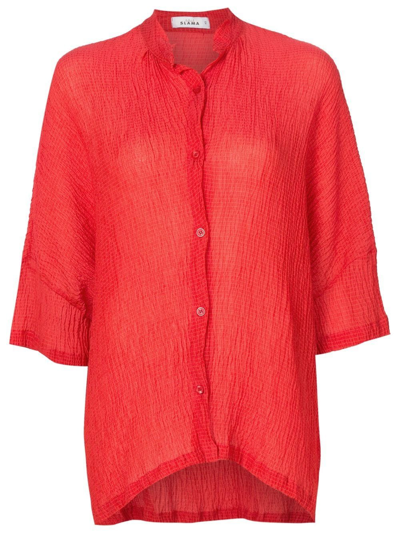 Amir Slama Crinckled-finish Silk Shirt In Red