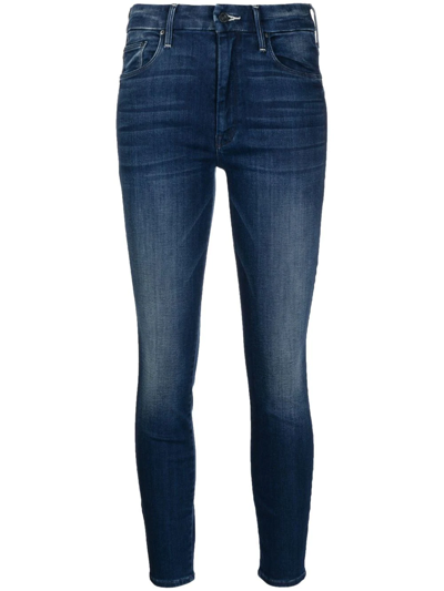 MOTHER SKINNY-CUT CROPPED JEANS