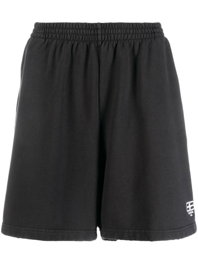 Balenciaga Cotton Sweat Shorts In Schwarz