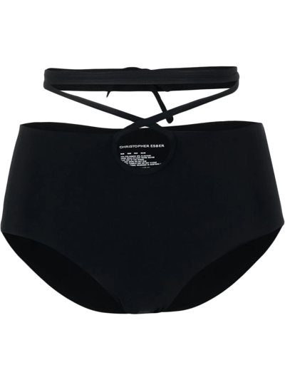 Christopher Esber Wrap-around Bikini Bottoms In Schwarz