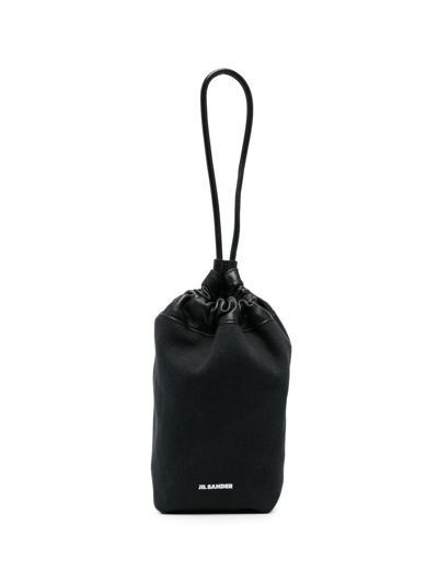 Jil Sander Logo-print Clutch Bag In Black