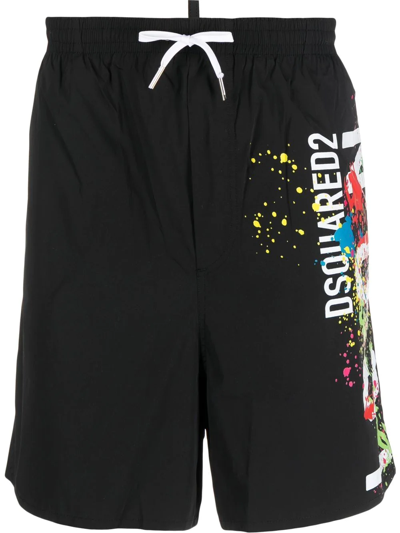 Dsquared2 Logo-print Swim Shorts In Schwarz