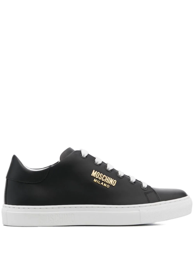 Moschino Leather Low-top Sneakers In Schwarz