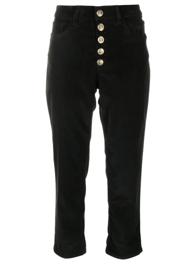 Dondup Button-up Cropped Trousers In Black