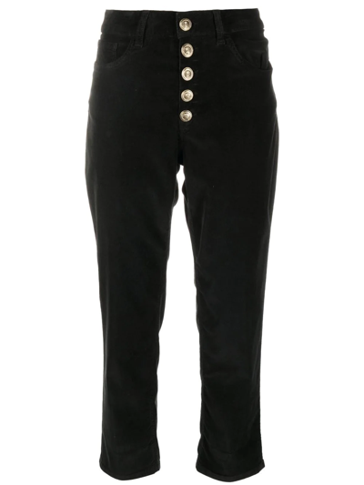 Dondup Button-up Cropped Trousers In Nero