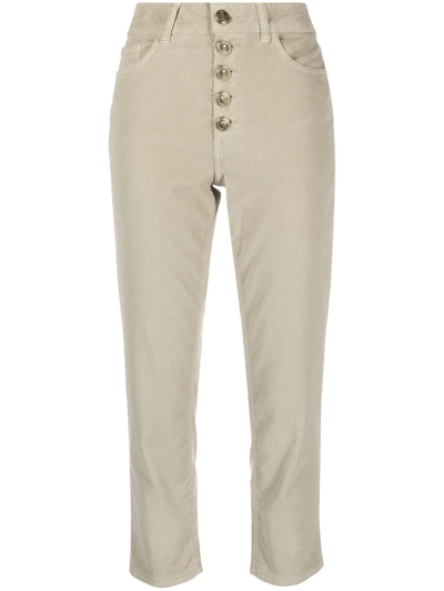 Dondup Cropped Corduroy Trousers In Nude