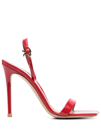 Gianvito Rossi Ribbon Strap-detail Open-toe Sandals In Tabasco Red