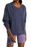 Zella Carey Crew High/low Sweatshirt In Navy Peacoat
