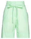Liviana Conti Woman Shorts & Bermuda Shorts Light Green Size 6 Cotton, Polyamide, Elastane