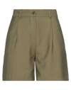 Pinko Woman Shorts & Bermuda Shorts Military Green Size 2 Viscose, Polyamide In Verde Fucile