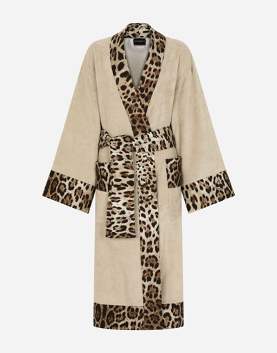 Dolce & Gabbana Cotton Terry Bathrobe In Multicolor