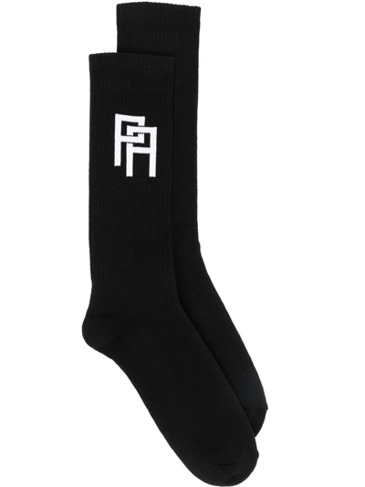Palm Angels Monogram Socks Black White