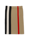 Burberry Striped Rib Knit Wool Skirt In Archive Beige Ip S