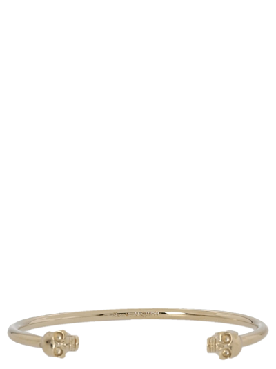 Alexander Mcqueen Skull Thin Bracelet In Gold