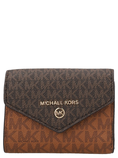 Michael Kors Logo Wallet In Brown