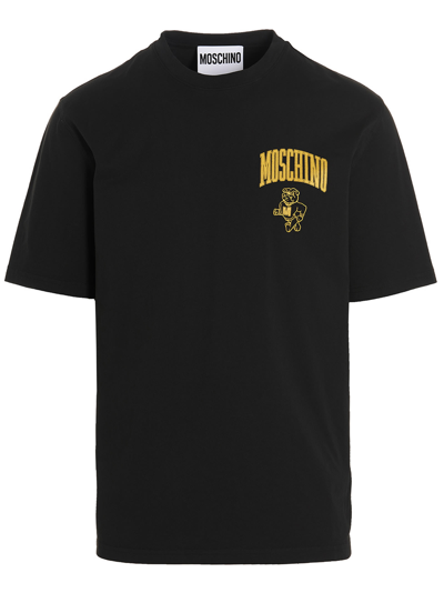 Moschino Varsity Bulldog T-shirt In A1555 Fantasy Print