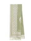 Alexander Mcqueen Skull-print Branded Wool Scarf In Green