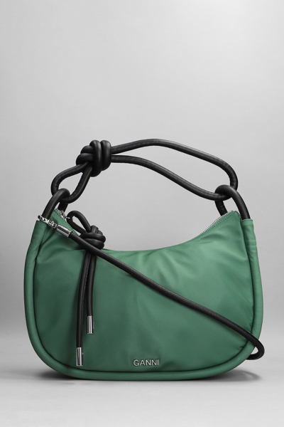 Ganni Green Medium Baguette Shoulder Bag In 813 Myrtle