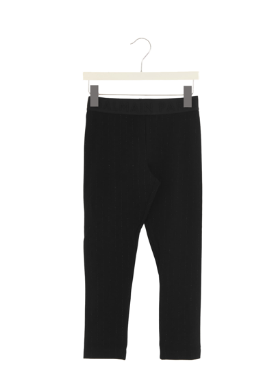 Balmain Kids' Glitter Logo Leggings In Nero