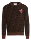 Moschino Brown & Black Graphic Patch Sweater In Brown
